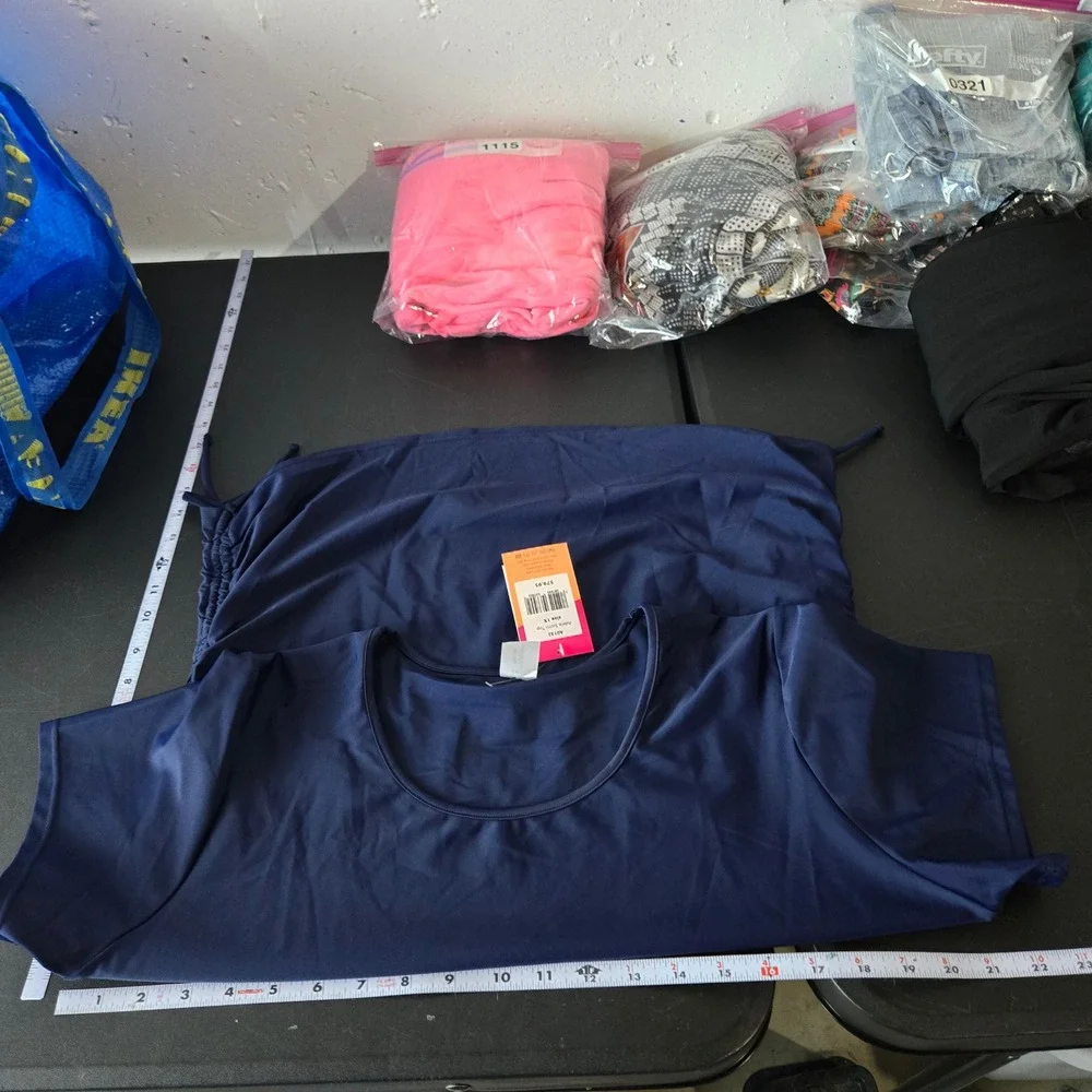 Ella Mae Adele Blue Swim Top Skort Set Plus 1X UPF NWT Skirt Pool Beach Modest
